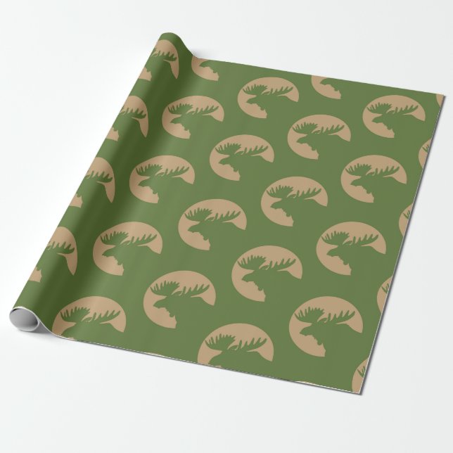 Ländliches Elchmuster Geschenkpapier (Ungerollt)