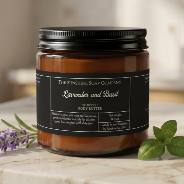 Ländliches Etikett für schwarze Körperbutter oder  (Von Creator hochgeladen)
