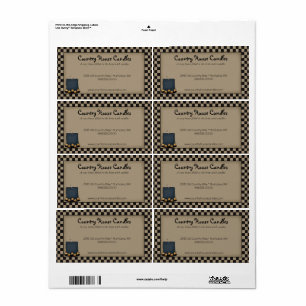 Ländliches Etikett mit karierter Rustikal-Primitiv