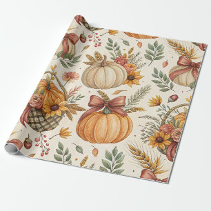 Ländliches Farmhouse-Kürbis-Sonnenblume in Herbstt Geschenkpapier