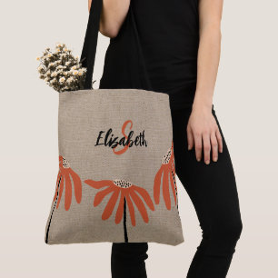 Ländliches florales monogrammierter Name Orange Sc Tasche