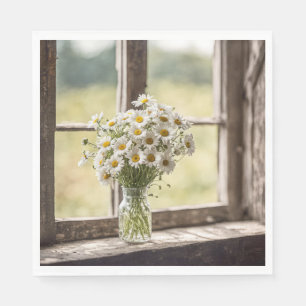 Ländliches Gänseblumenstrauß-Fenster Serviette