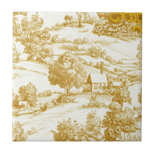 Ländliches Goldenes Sonnenblumen-Heim-Toile-Muster Fliese