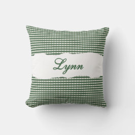 Ländliches grünes Gingham personalisierter Name Kissen