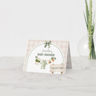 Ländliches grünes lokal angebautes Babyshower  Dankeskarte