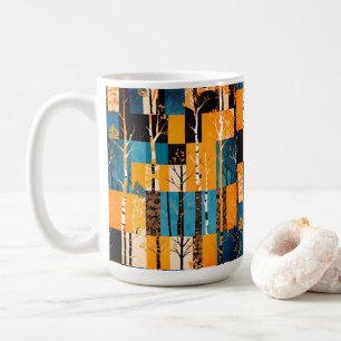 Ländliches Herbst-Wald-Baum-Patchwork-Quiltmuster Kaffeetasse