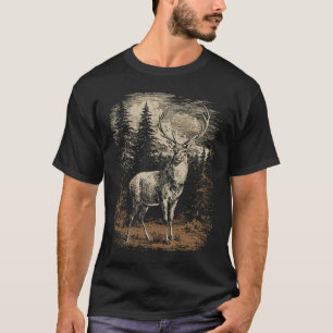 Ländliches Hirsch-Grafik mit Rothirsch und Weißwed T-Shirt