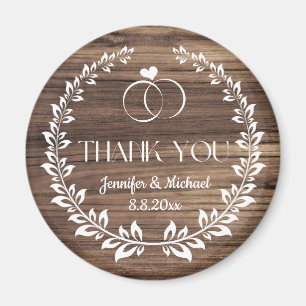 ländliches Holz botanisch stilvoll danke Hochzeit Magnet