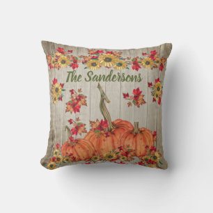 Ländliches Holz Herbst Sonnenblumen Kürbisse Herbs Kissen