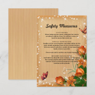 Ländliches Holz Orange Floral Schmetterling Sicher Begleitkarte