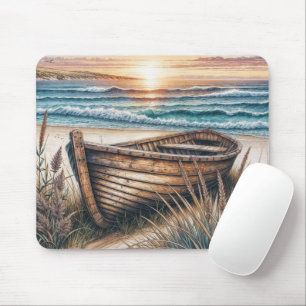 Ländliches Holzruderboot Mousepad