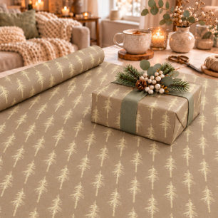 Ländliches Kraft Gold Wald Kiefernwald Geschenkpapier