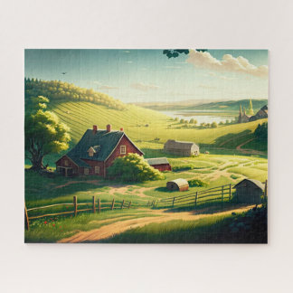 Ländliches Land, Rolling Hills, Farm Jigsaw Puzzle