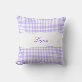 Ländliches lila Gingham personalisierter Name Kissen