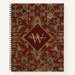 Ländliches monogrammiertes orientalisch-persisches notizbuch