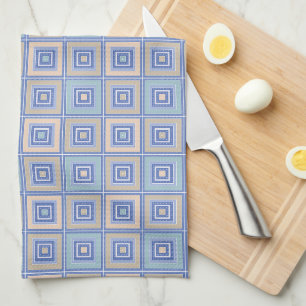 Ländliches Muster aus Quadraten im Patchwork-Stil Geschirrtuch