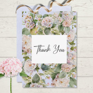 Ländliches Pastell-Hortensien-Blumen-Monogramm Per Dankeskarte