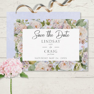 Ländliches Pastell-Hortensien-Blumenmonogramm Peri Save The Date