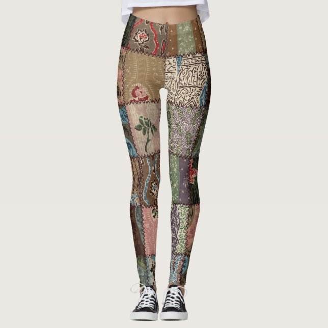 Ländliches Patchwork-Quilt, 3D-Textur. Leggings (Vorderseite)