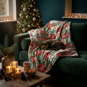 Ländliches Patchwork-Weihnachtsmuster Fleecedecke