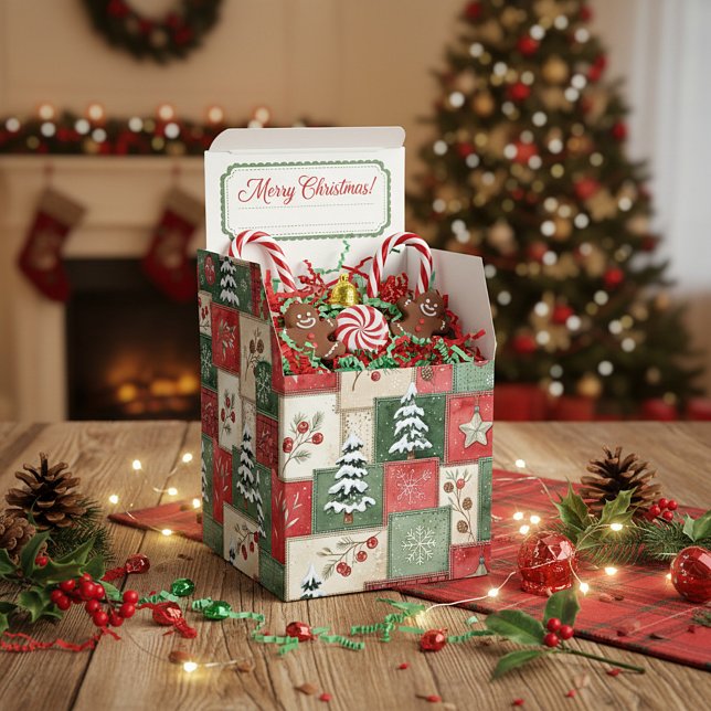 Ländliches Patchwork-Weihnachtsmuster Geschenkschachtel (Von Creator hochgeladen)