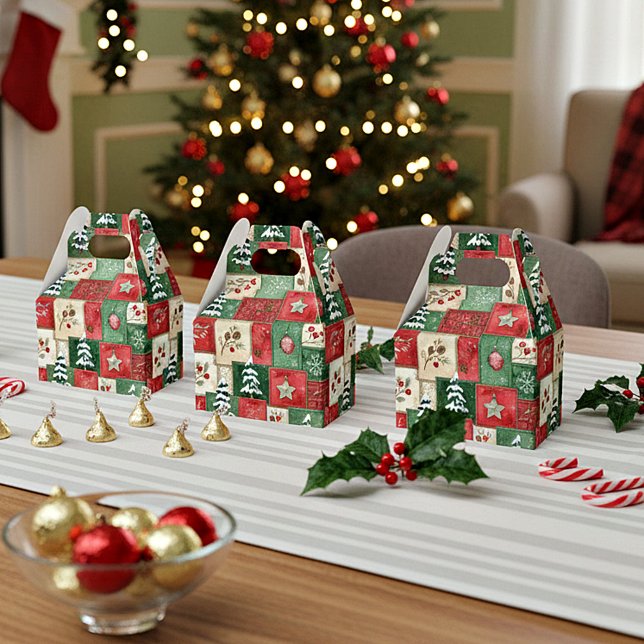 Ländliches Patchwork-Weihnachtsmuster Geschenkschachtel (Von Creator hochgeladen)