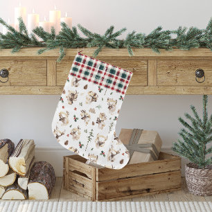 Ländliches Rentier-Bauernhaus Familienname Monogra Großer Weihnachtsstrumpf