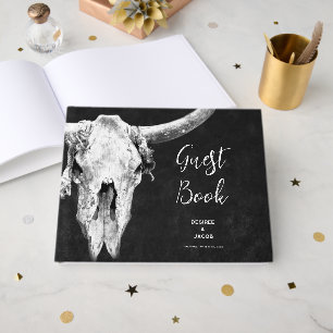 Ländliches Rodeo Western-Schädel eines schwarzen u Gästebuch