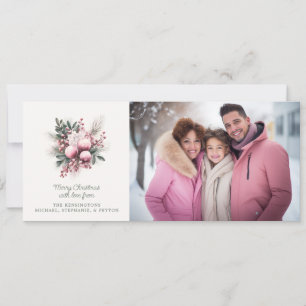 Ländliches rosa Blumen- und Gingham-Karo-Feiertags Feiertagskarte