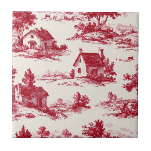 Ländliches Rot-Toile-Landschaftsmuster Fliese