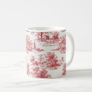 Ländliches Rot-Toile-Landschaftsmuster Kaffeetasse