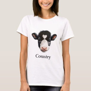 Ländliches Schwarz-Weiß-Kuhgesicht T-Shirt