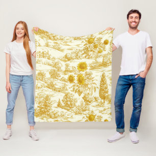 Ländliches Sonnenblumen-Toile in warmen Tönen Fleecedecke