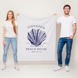 Ländliches Strandhaus Familienname Nautical | Blau Fleecedecke