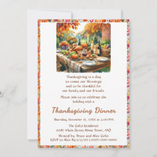 Ländliches Thanksgiving-Familien- und Freundestref Einladung