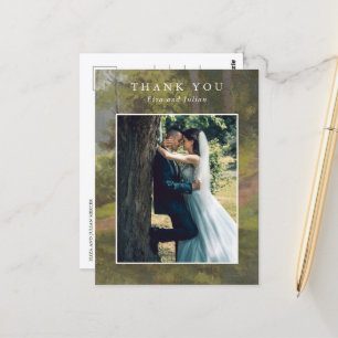 Ländliches Wald-Foto Elegante Hochzeits-Dankeschön Postkarte