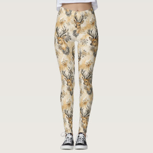 Ländliches Waldreh-Muster Leggings