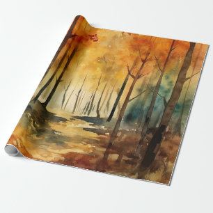 Ländliches Wasserfarben-Baum-Muster des Herbstwald Geschenkpapier