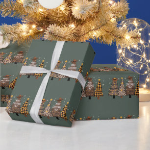 Ländliches Weihnachten Western Baum Cowboy Cowgirl Geschenkpapier