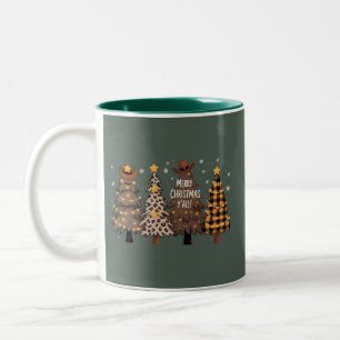 Ländliches Weihnachten Western Baum Cowboy Cowgirl Zweifarbige Tasse