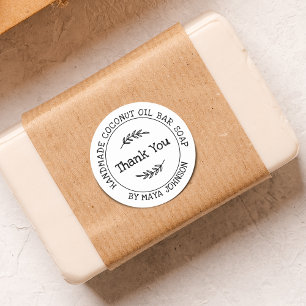 Ländliches Weiß Handmade Dankeschön Runder Aufkleber