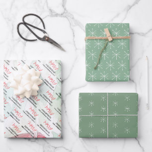 Ländliches Weißes Weihnachtsdorf Geschenkpapier Set