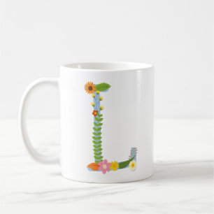Ländliches Whimsical-Blumen-Monogramm (L) Kaffeetasse