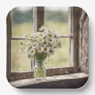 Landmargericht-Blumenstrauß im Fenster Pappteller