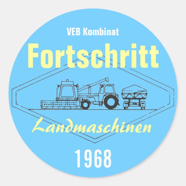 Landmaschinen DDR Runder Aufkleber (Vorderseite)