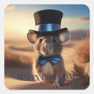 Landmaus zum Geburtstag Quadratischer Aufkleber