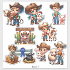Landmesse Viehzucht kleine Cowboy-Aufkleber anzeig Aufkleber