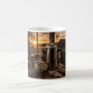 Landmorgenkaffee – Rustikale Farm-Perkolator Szene Kaffeetasse
