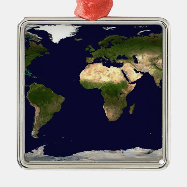 Landoberfläche, flaches Wasser und schattiges Topo Silbernes Ornament (Vorne)