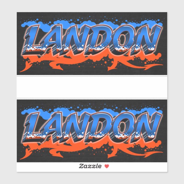 Landon Prénom Nom Graffiti Autocollants (Feuille)